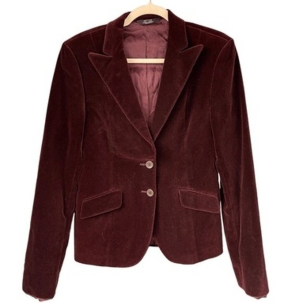 T1 Ben Silver Blazer Velvet Burgundy Tailored Y2K Vintage Italian Fabric‎ Jacket